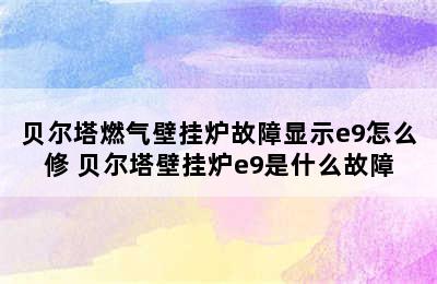 贝尔塔燃气壁挂炉故障显示e9怎么修 贝尔塔壁挂炉e9是什么故障